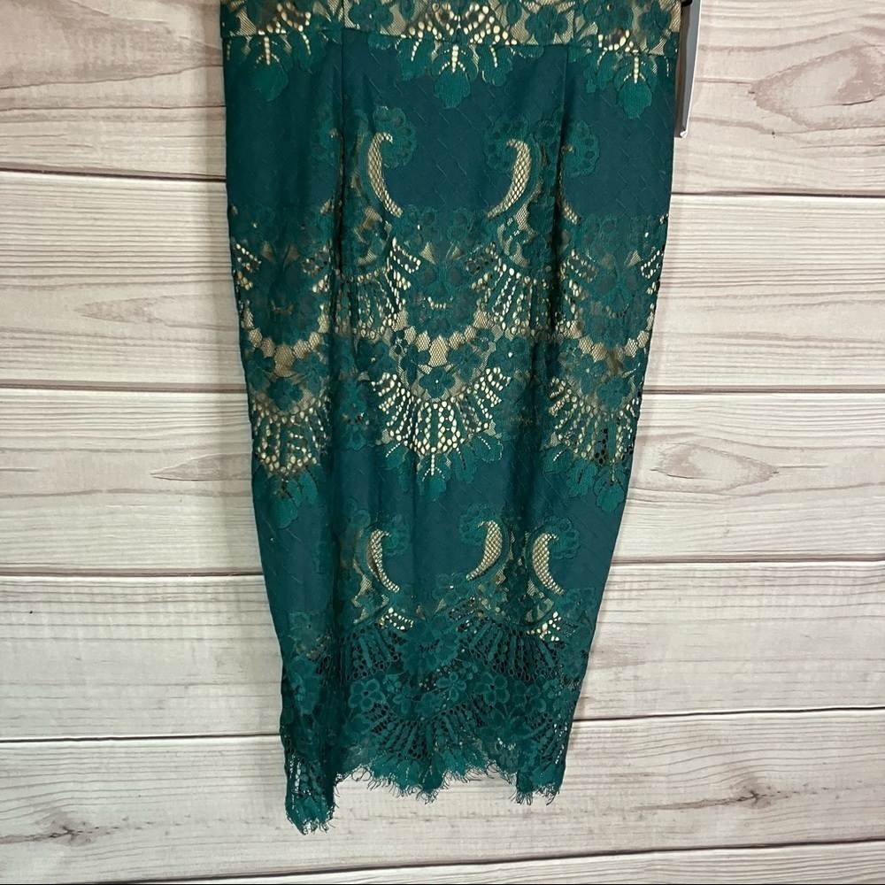 RYSE the Label Alex Dark Green Lace Off the Shoulder Bodycon Dress - Picture 6 of 12